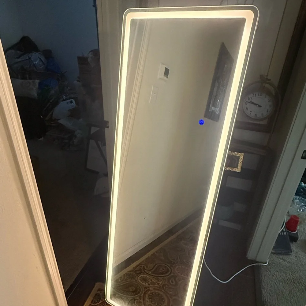 Full-Length Rectangular Mirror with White Frame
